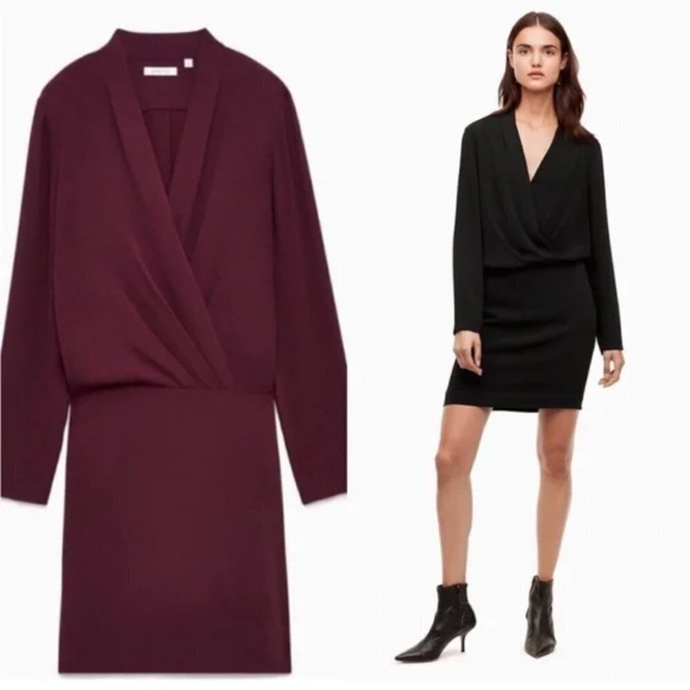 Aritzia Babaton Gershwin Wrap Dress Dark Purple Maroon Size 4